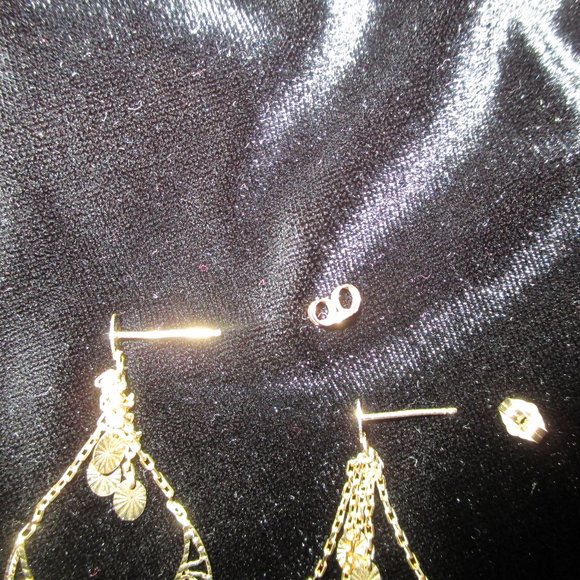 14K Yellow Gold Dangle Earrings - Picture 3 of 4
